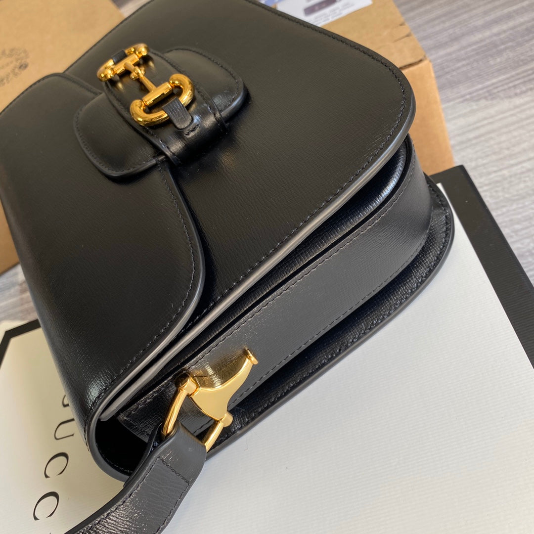 Gucci Horsebit 1955 shoulder bag 602204 Black leather