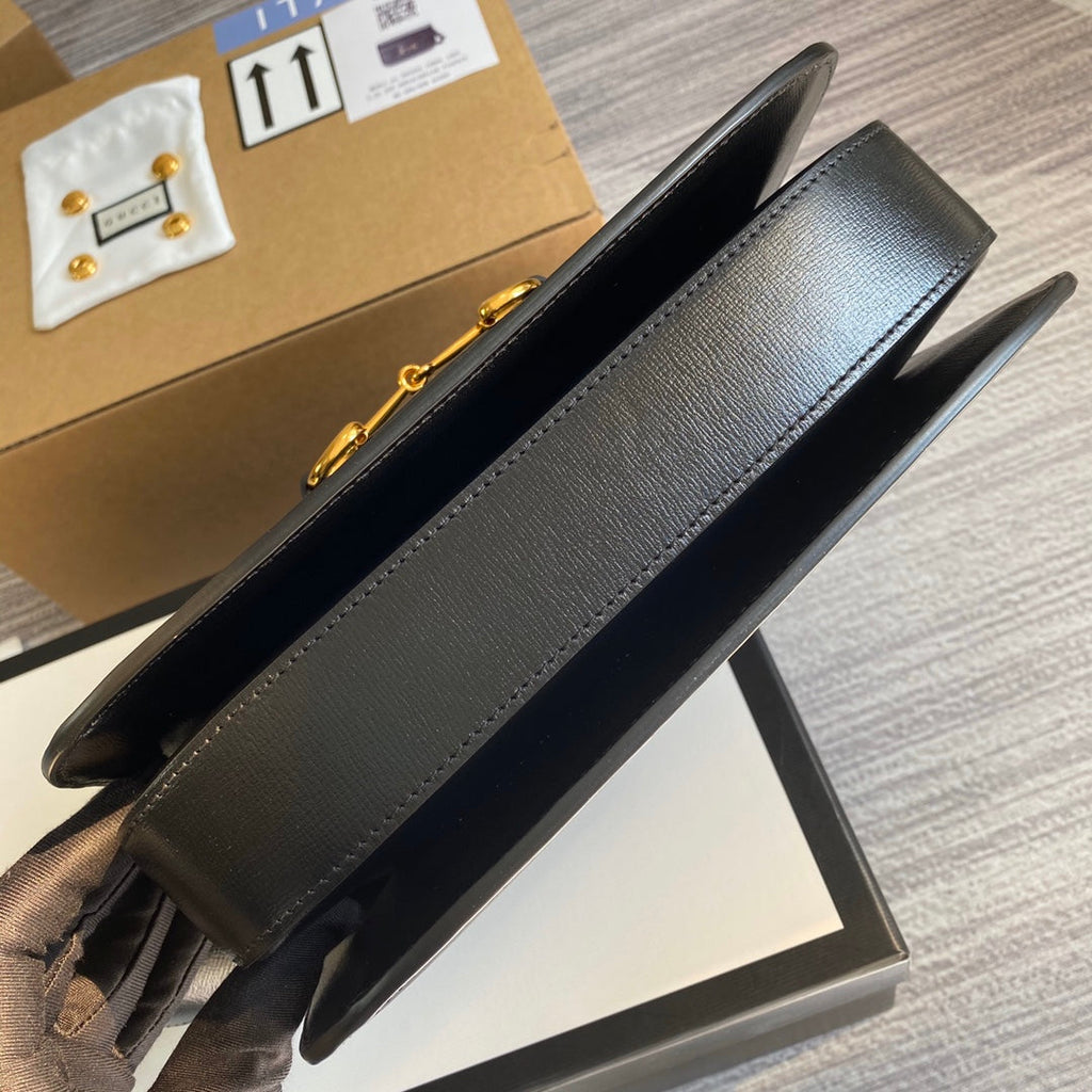 Gucci Horsebit 1955 shoulder bag 602204 Black leather