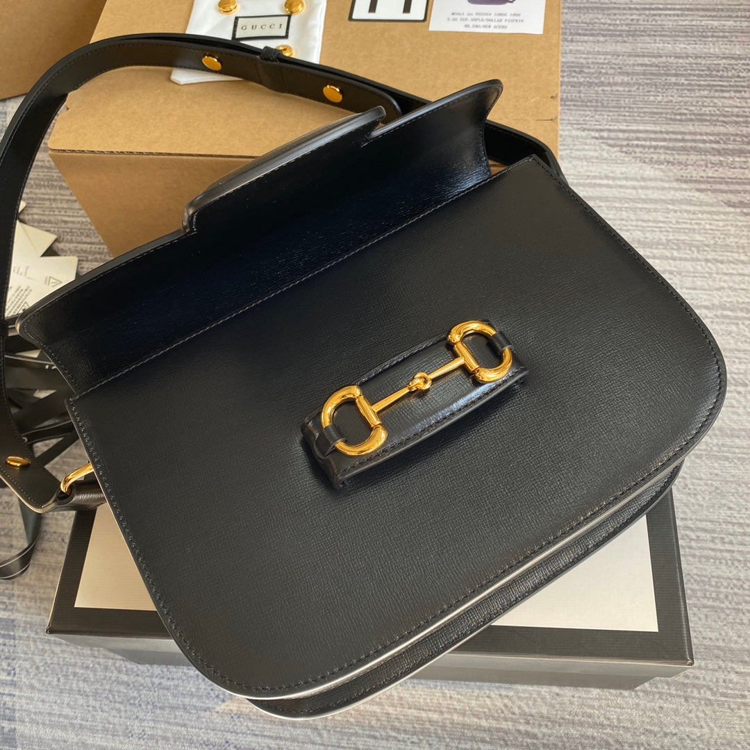 Gucci Horsebit 1955 shoulder bag 602204 Black leather