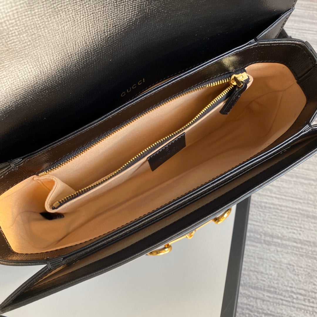 Gucci Horsebit 1955 shoulder bag 602204 Black leather