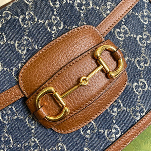 Gucci Horsebit 1955 shoulder bag 602204 blue with brown leather - Default Title - View 5