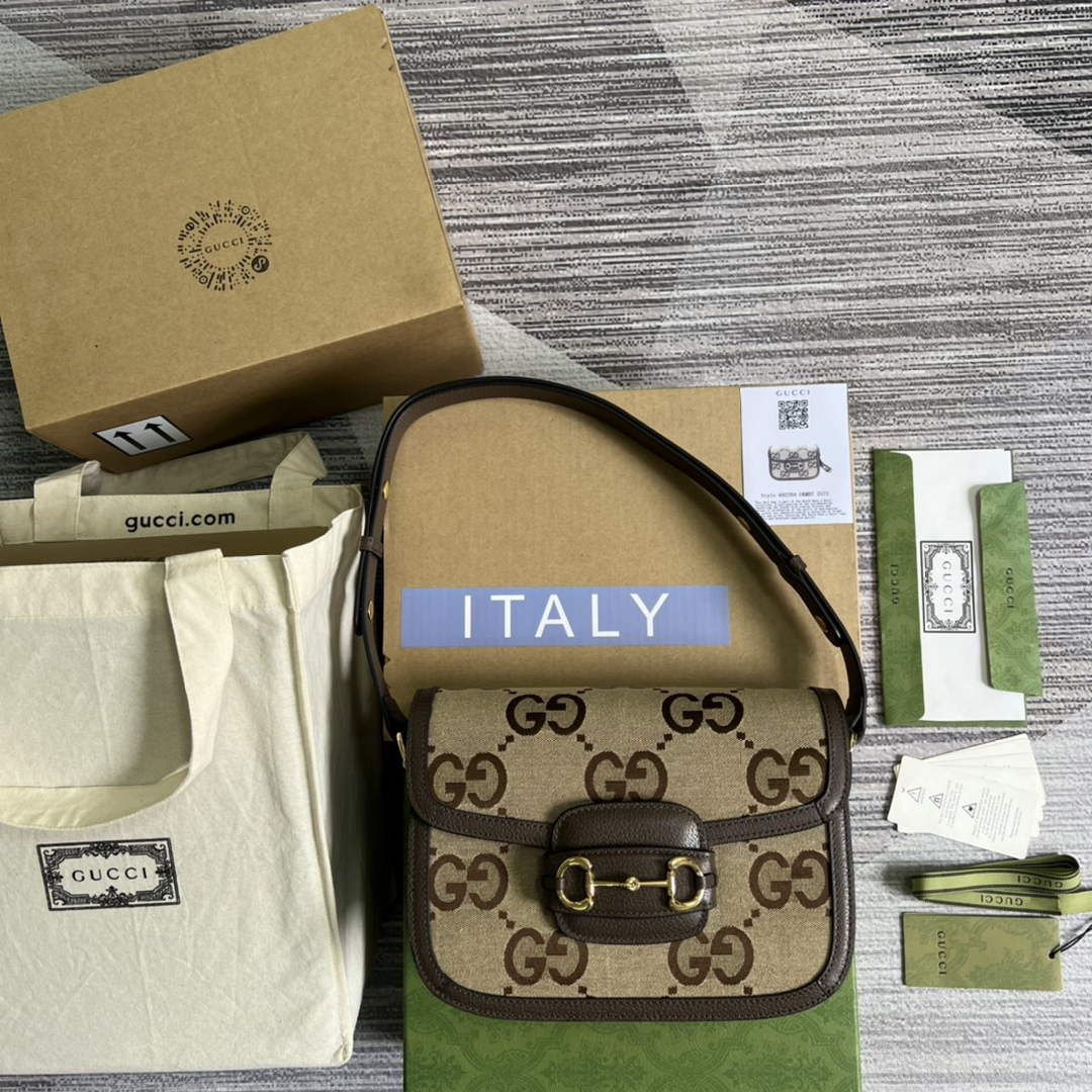 Gucci Horsebit 1955 shoulder bag 602204  brown with brown leather