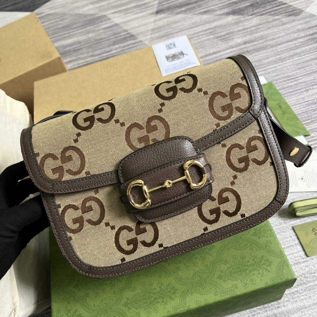 Gucci Horsebit 1955 shoulder bag 602204  brown with brown leather - Default Title - View 1