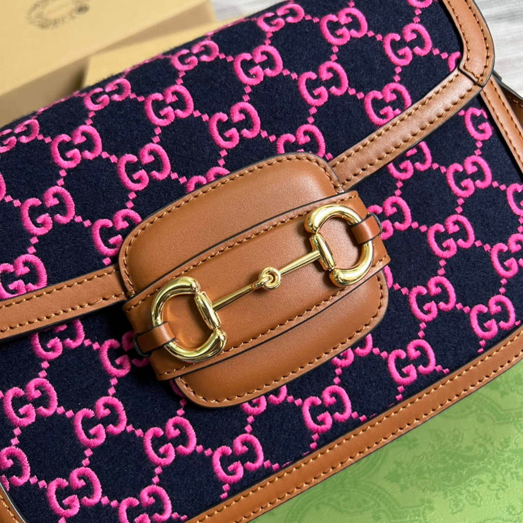 Gucci Horsebit 1955 shoulder bag 602204 plum with brown leather