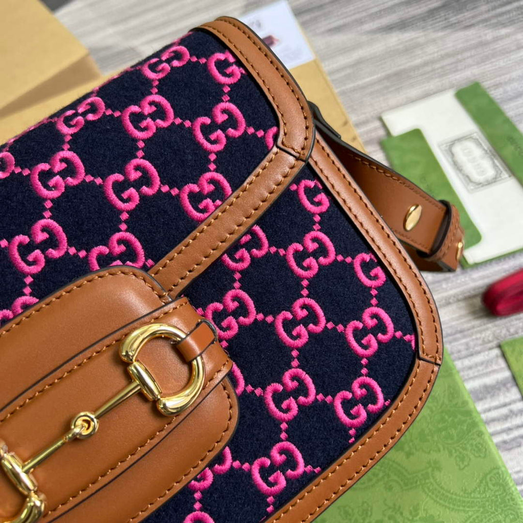 Gucci Horsebit 1955 shoulder bag 602204 plum with brown leather