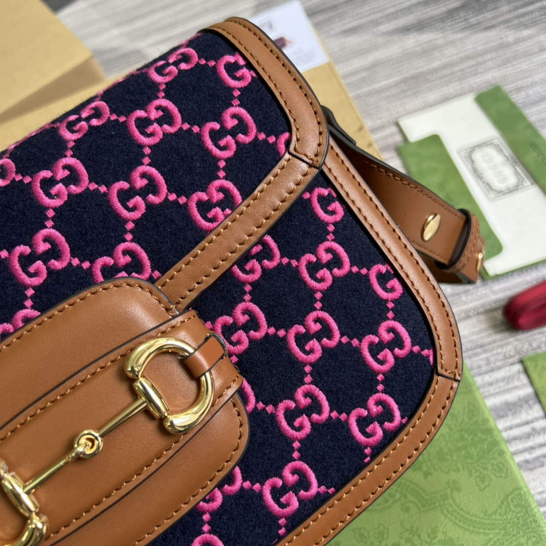 Gucci Horsebit 1955 shoulder bag 602204 plum with brown leather - Default Title - View 6