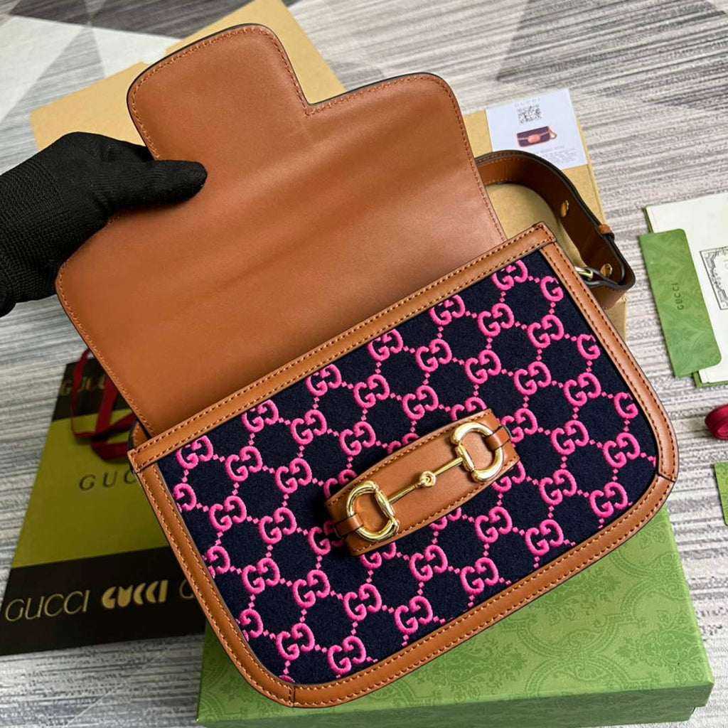 Gucci Horsebit 1955 shoulder bag 602204 plum with brown leather