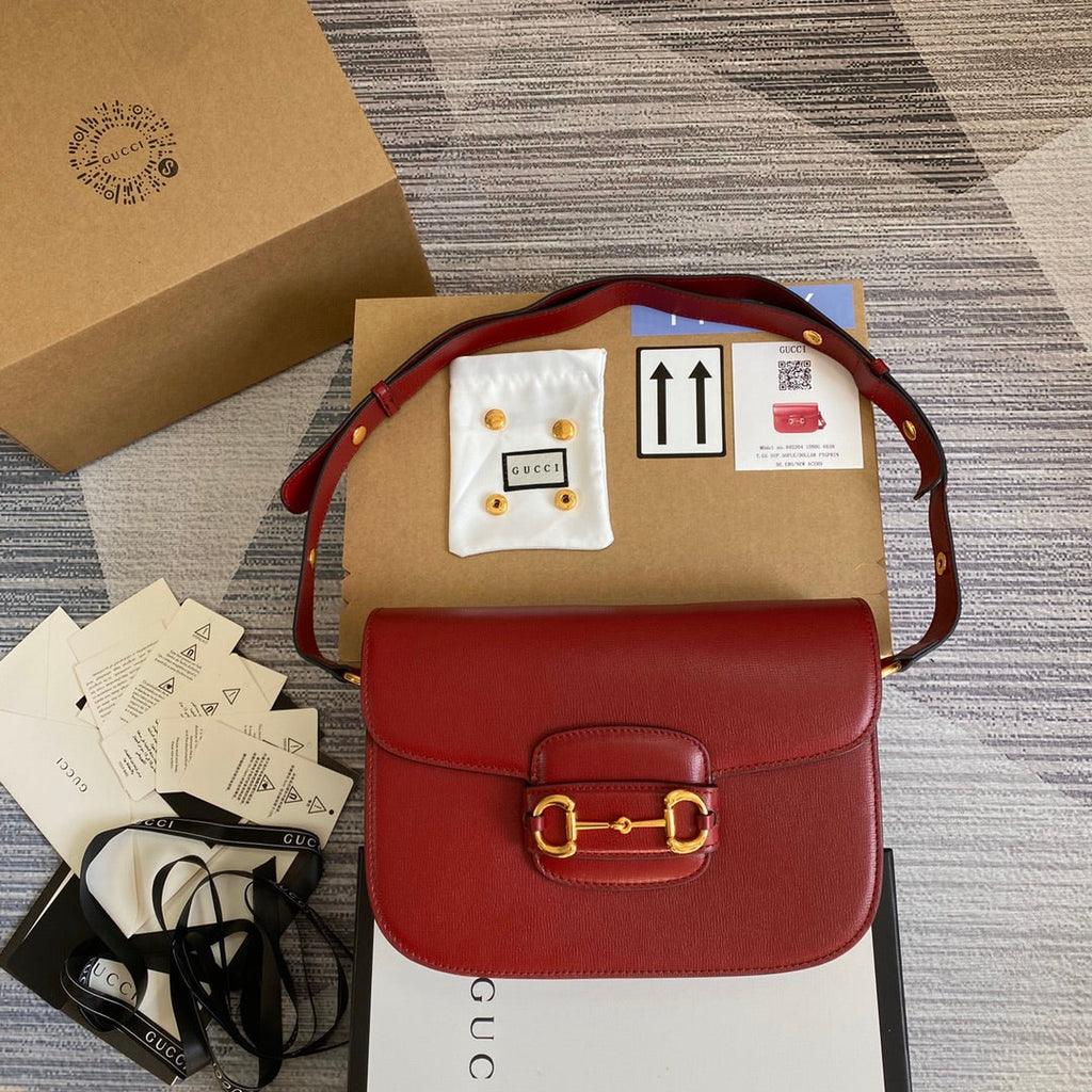 Gucci Horsebit 1955 shoulder bag 602204 Red leather