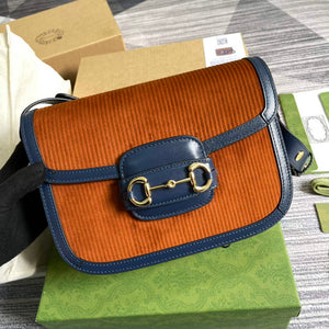 Gucci Horsebit 1955 small bag 602204 Brown corduroy - Default Title - View 1