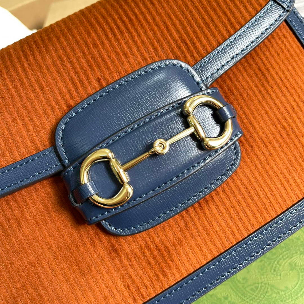 Gucci Horsebit 1955 small bag 602204 Brown corduroy