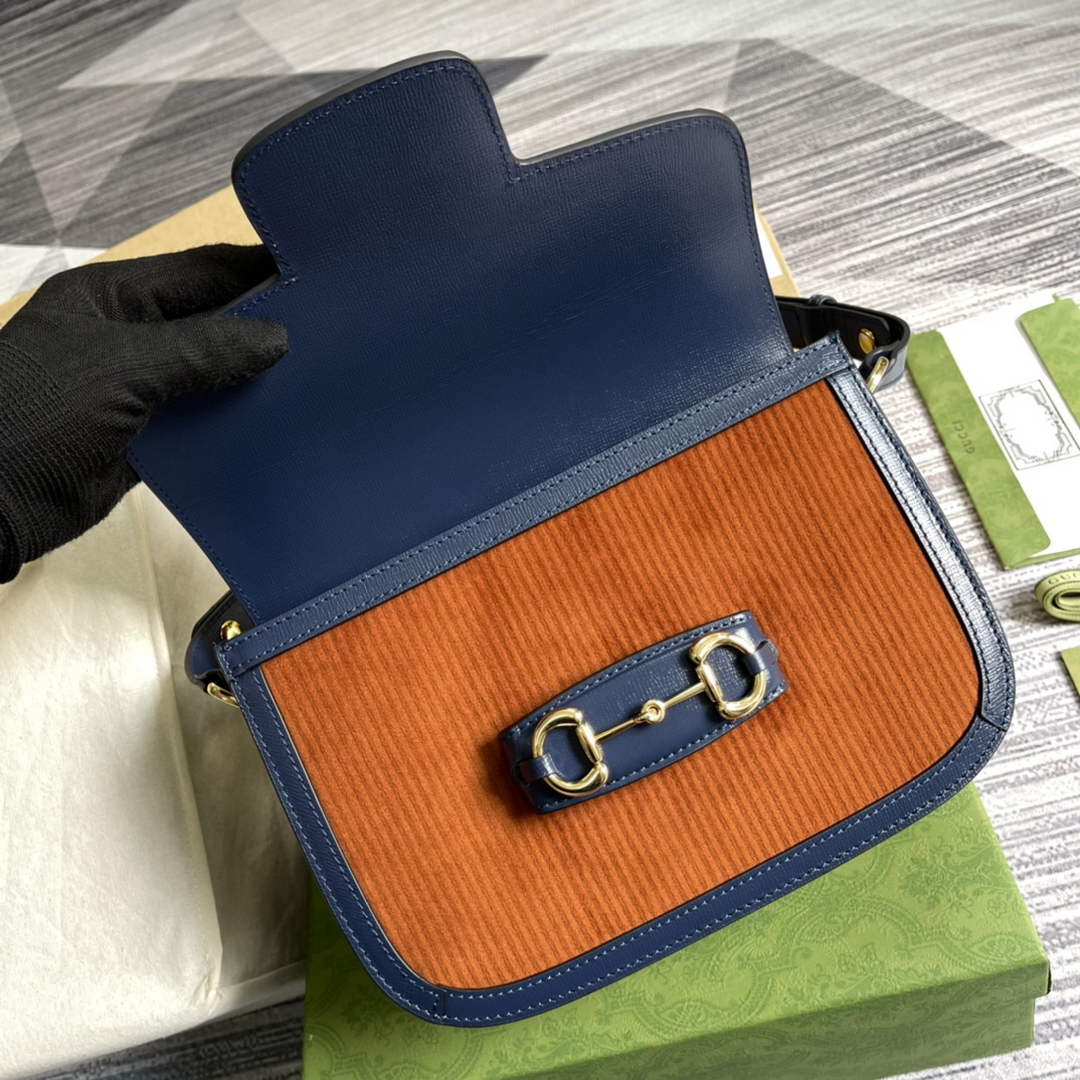 Gucci Horsebit 1955 small bag 602204 Brown corduroy