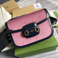 Gucci Horsebit 1955 small bag 602204 Pink corduroy