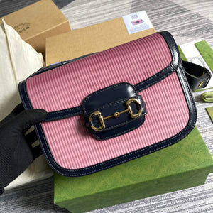 Gucci Horsebit 1955 small bag 602204 Pink corduroy - Default Title - View 1