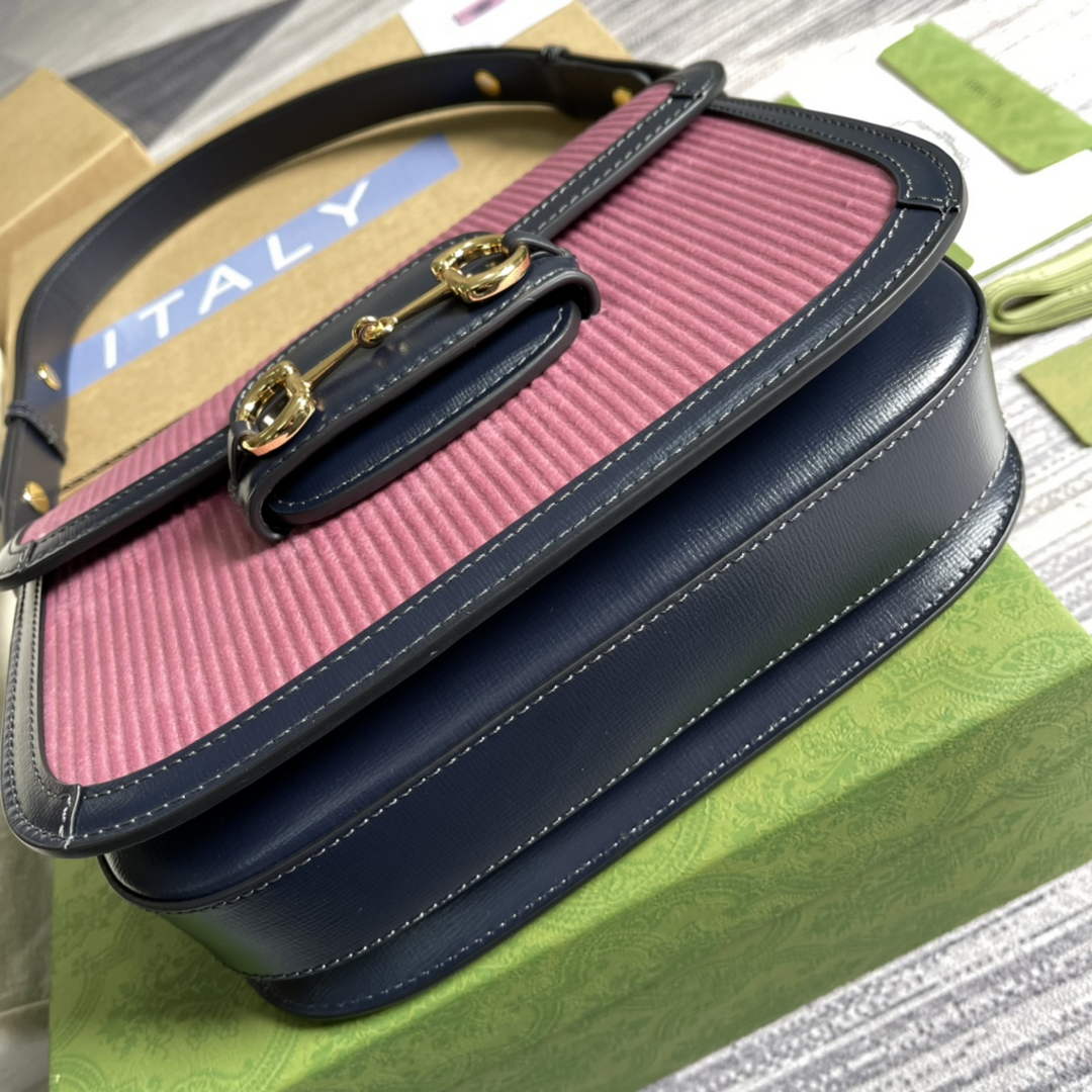 Gucci Horsebit 1955 small bag 602204 Pink corduroy - Default Title - View 6