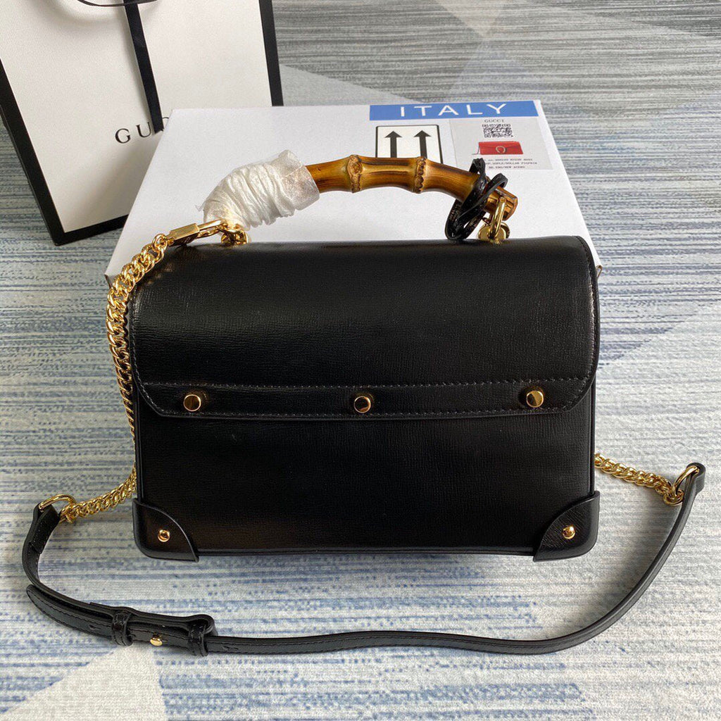 Gucci 603221 Padlock GG Small Bamboo Shoulder Bag Black