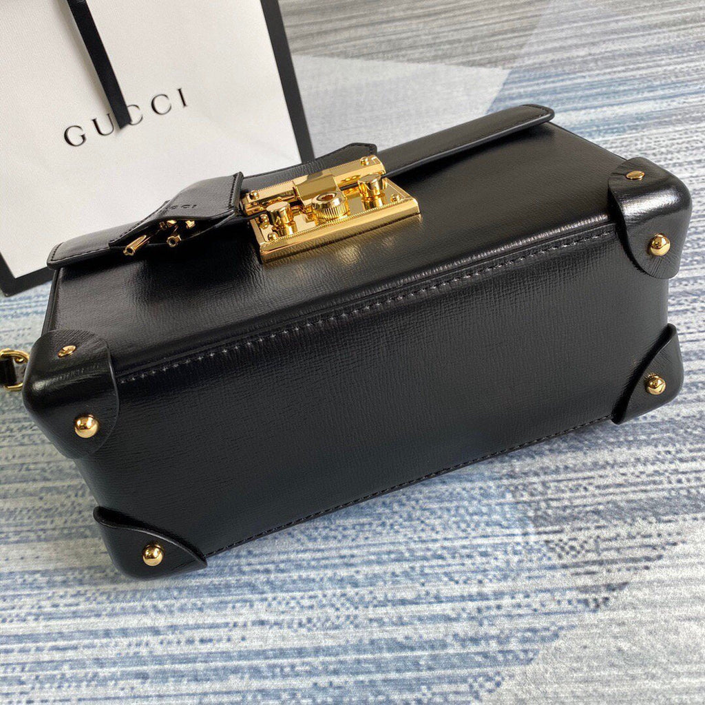 Gucci 603221 Padlock GG Small Bamboo Shoulder Bag Black
