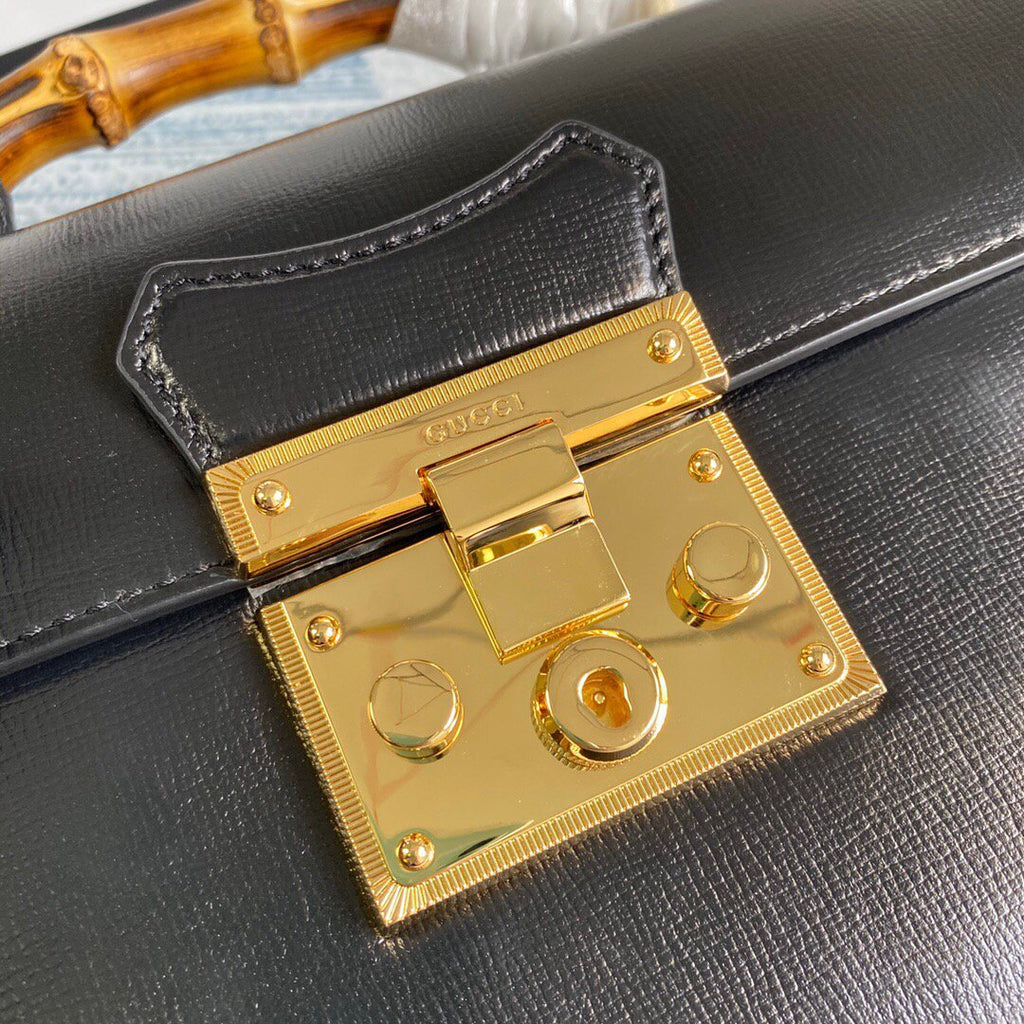 Gucci 603221 Padlock GG Small Bamboo Shoulder Bag Black
