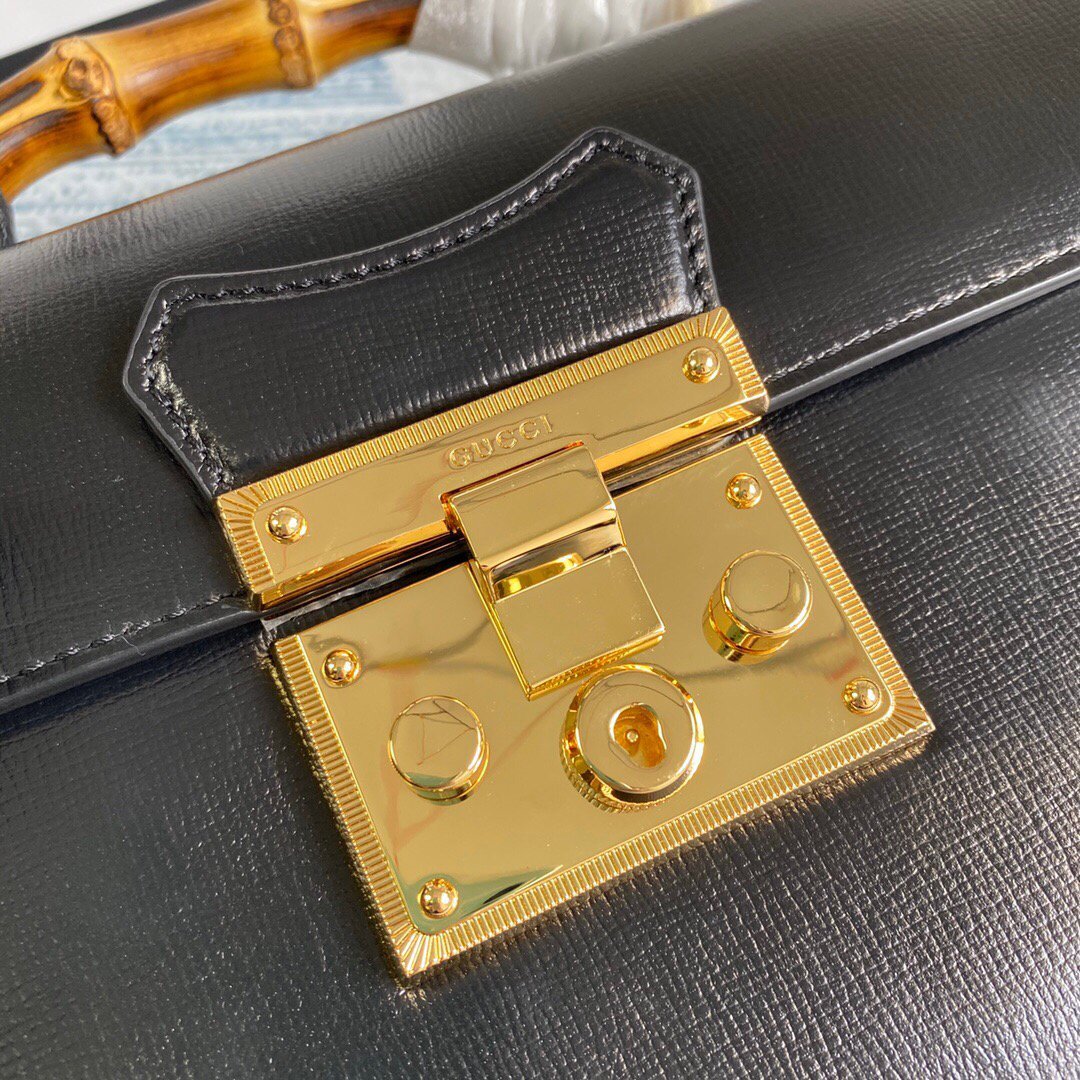 Gucci 603221 Padlock GG Small Bamboo Shoulder Bag Black