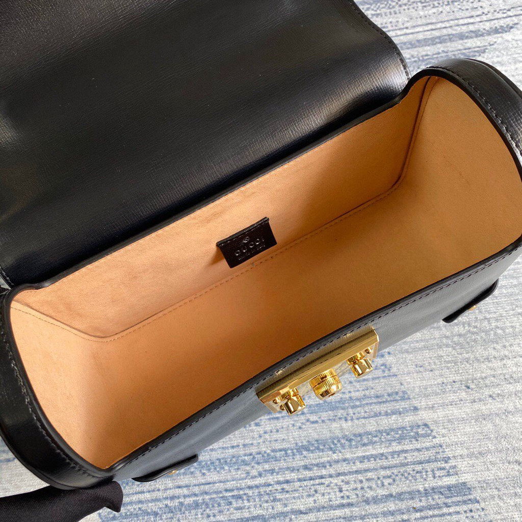 Gucci 603221 Padlock GG Small Bamboo Shoulder Bag Black