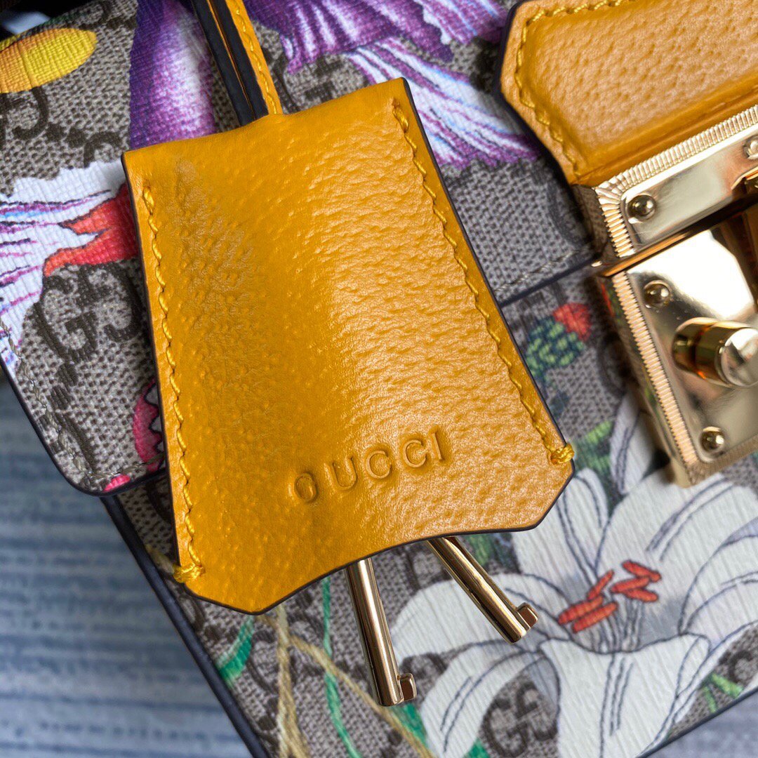 Gucci 603221 Padlock GG Small Bamboo Shoulder Bag Yellow