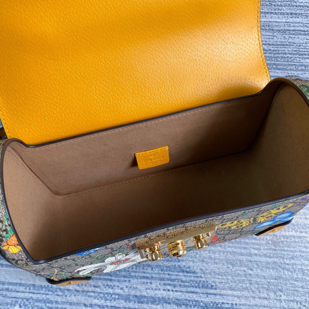 Gucci 603221 Padlock GG Small Bamboo Shoulder Bag Yellow