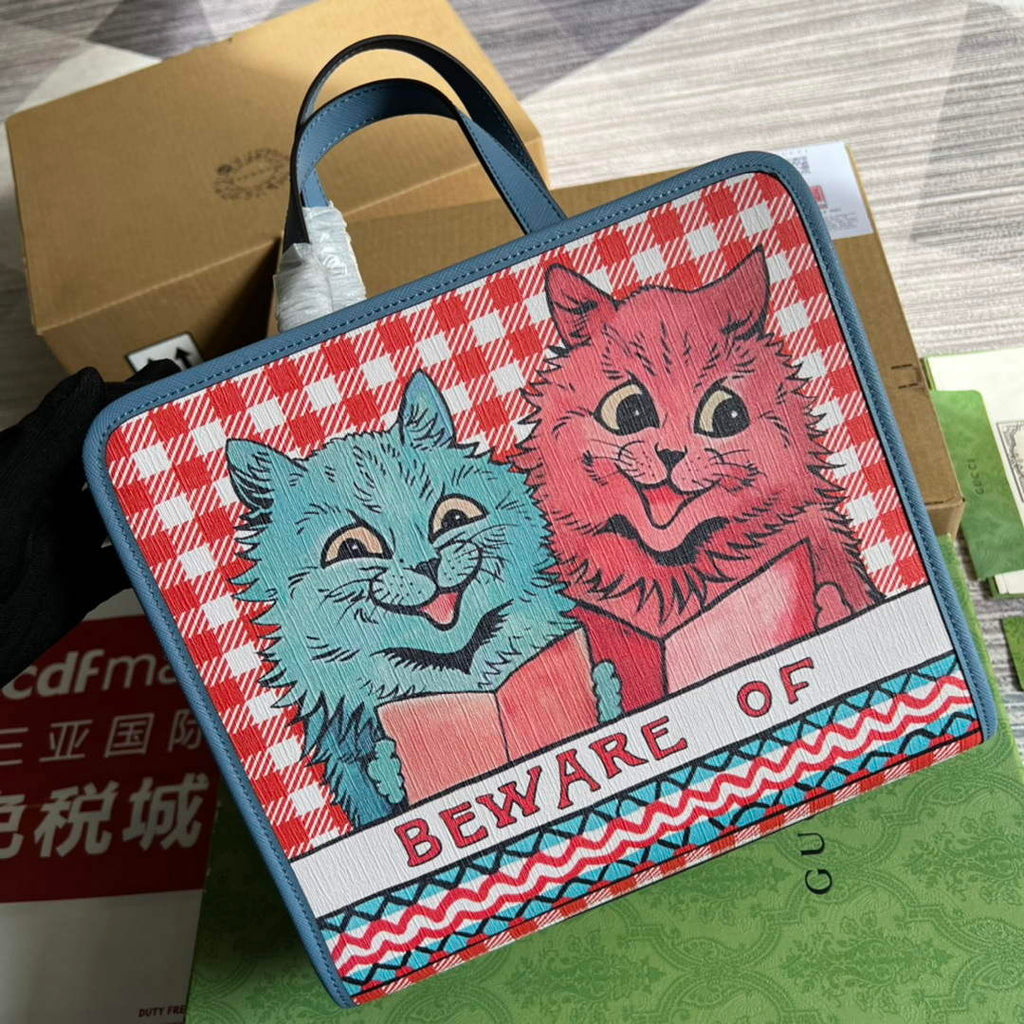 Gucci 605614 Children's Kitten Print Tote Bag