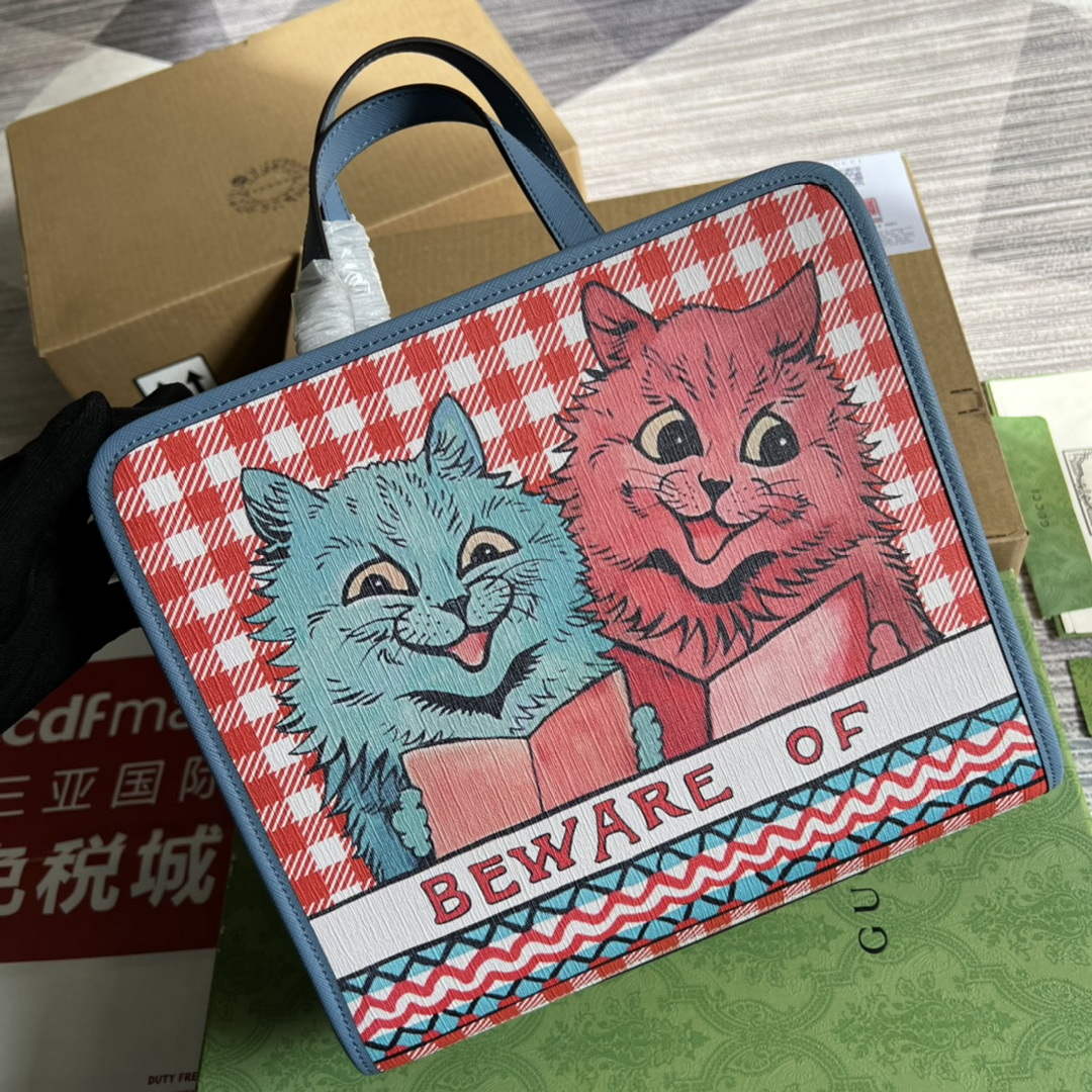 Gucci 605614 Children's Kitten Print Tote Bag