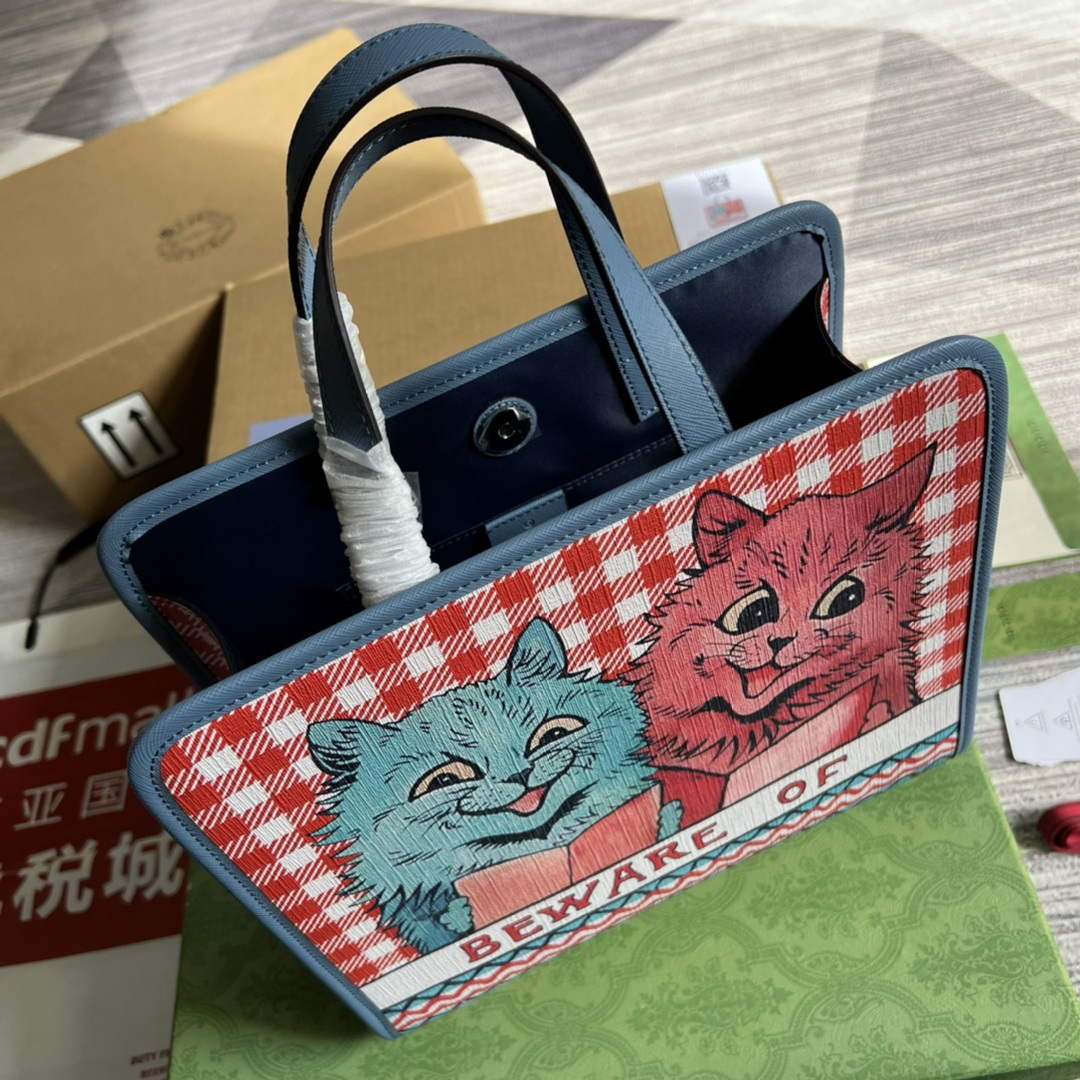 Gucci 605614 Children's Kitten Print Tote Bag