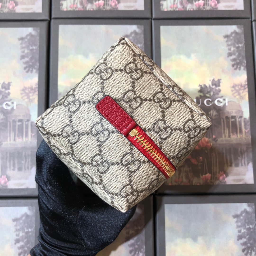 Gucci 611001 GG Ophidia GG Cosmetic Case Beige &Red