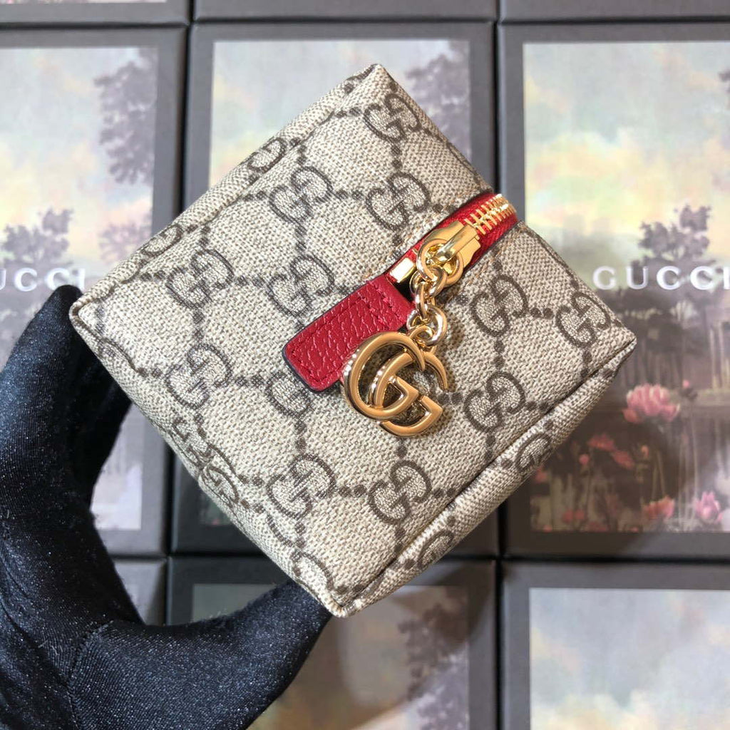 Gucci 611001 GG Ophidia GG Cosmetic Case Beige &Red