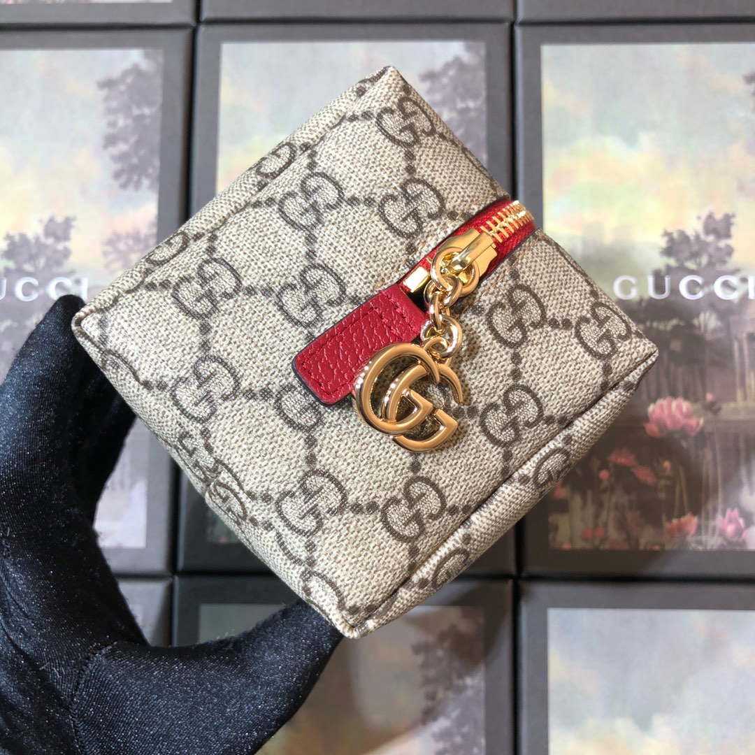 Gucci 611001 GG Ophidia GG Cosmetic Case Beige &Red