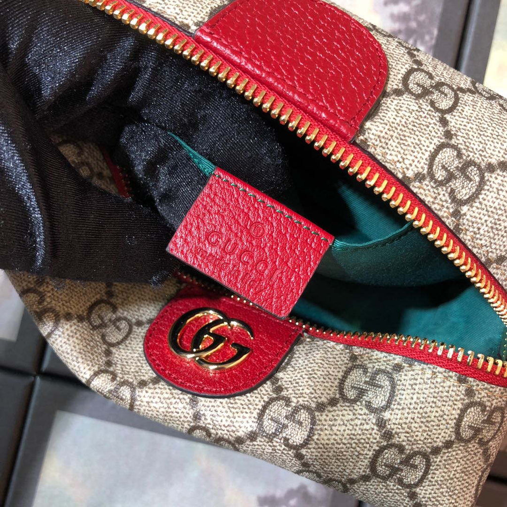 Gucci 611001 GG Ophidia GG Cosmetic Case Beige &Red