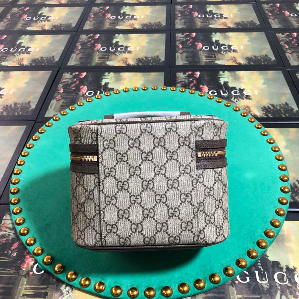 Gucci 611001 GG Supreme Ophidia Cosmetic Case Beige ebony