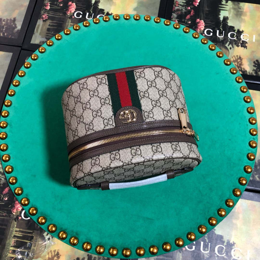 Gucci 611001 GG Supreme Ophidia Cosmetic Case Beige ebony