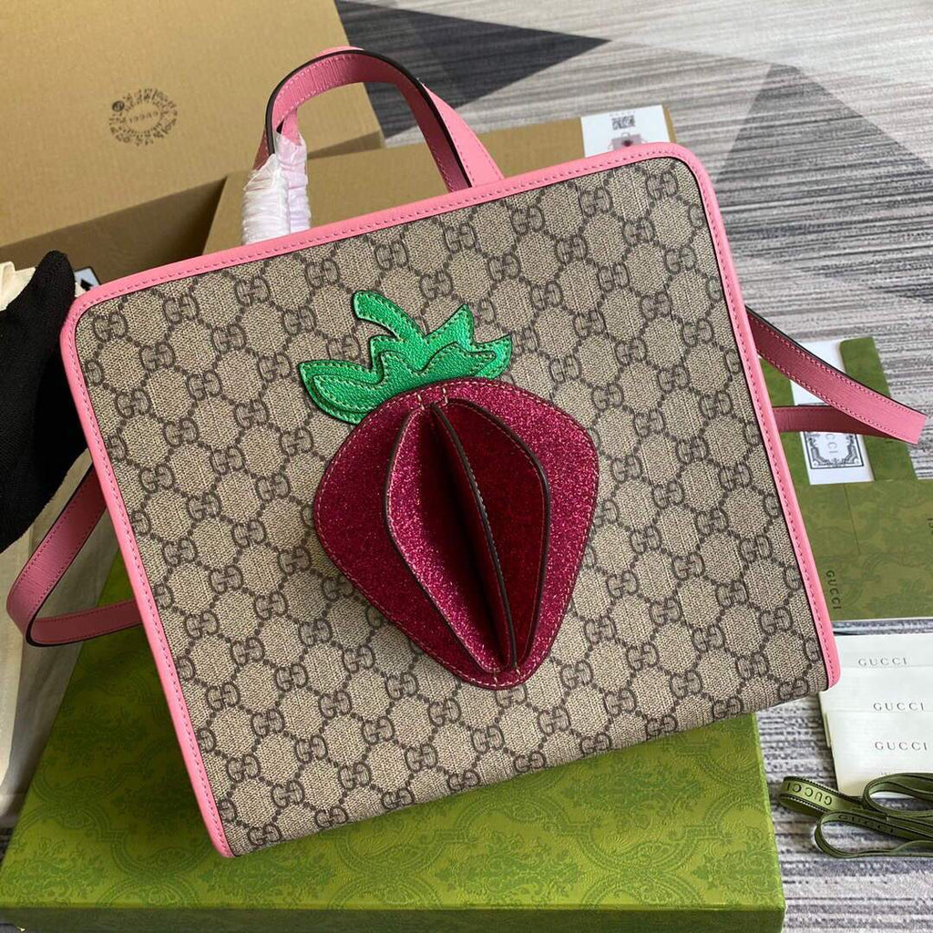 Gucci 612992 GG Medium Ophidia Tote Shoulder Bag Pink