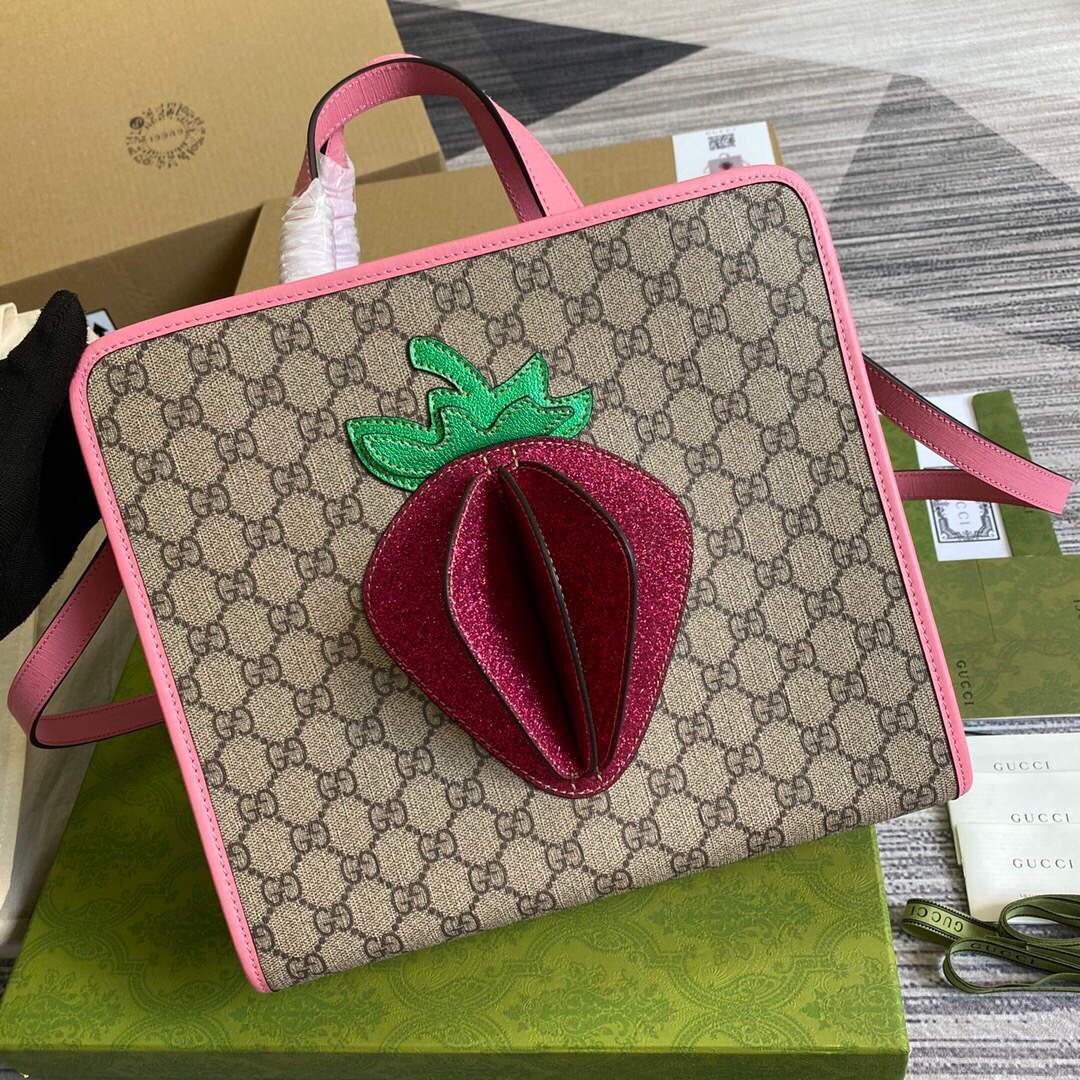 Gucci 612992 GG Medium Ophidia Tote Shoulder Bag Pink