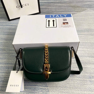 Gucci 615965 Sylvie 1969 Flap Mini Shoulder Bag Green - luxibagsmall
