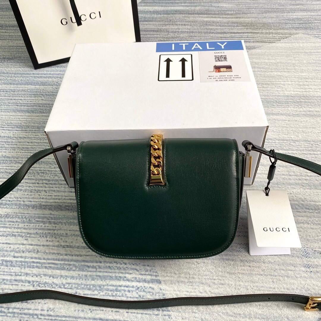Gucci 615965 Sylvie 1969 Flap Mini Shoulder Bag Green - luxibagsmall