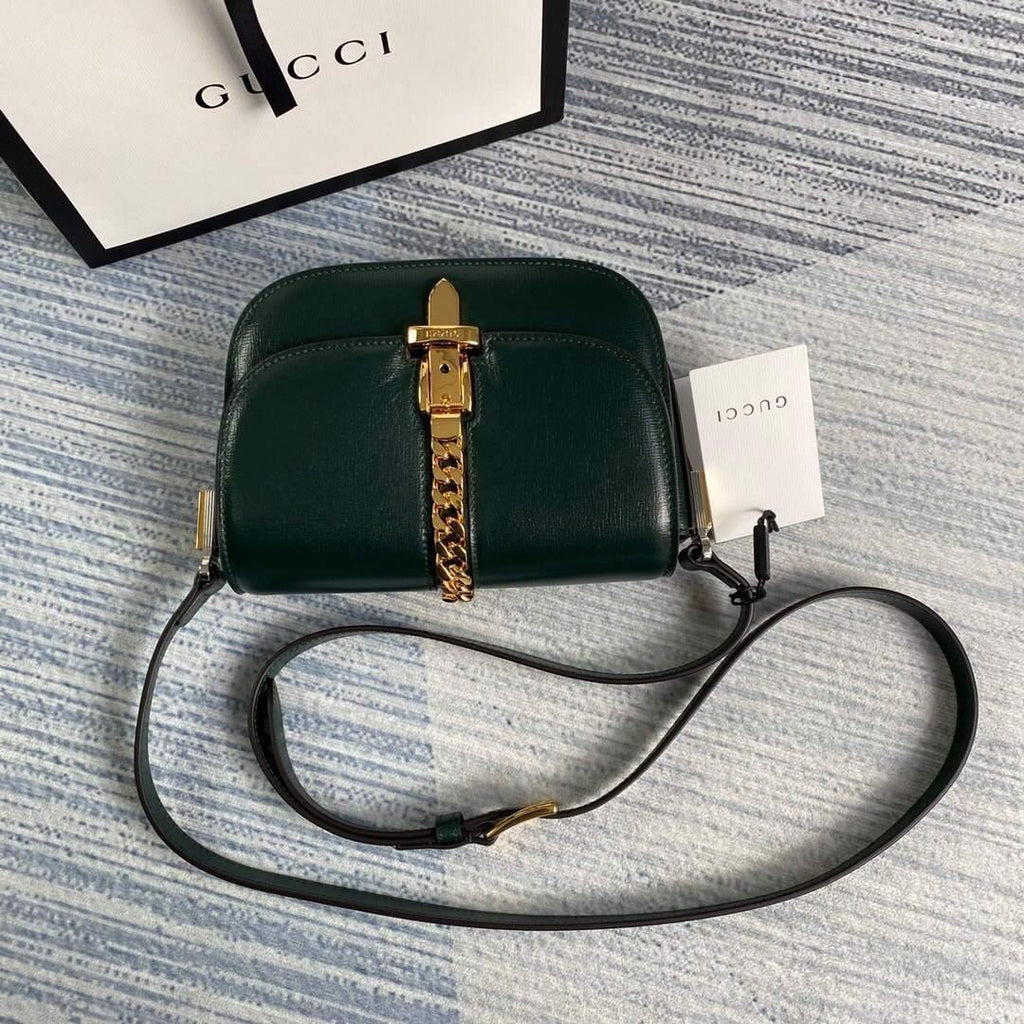 Gucci 615965 Sylvie 1969 Flap Mini Shoulder Bag Green - luxibagsmall