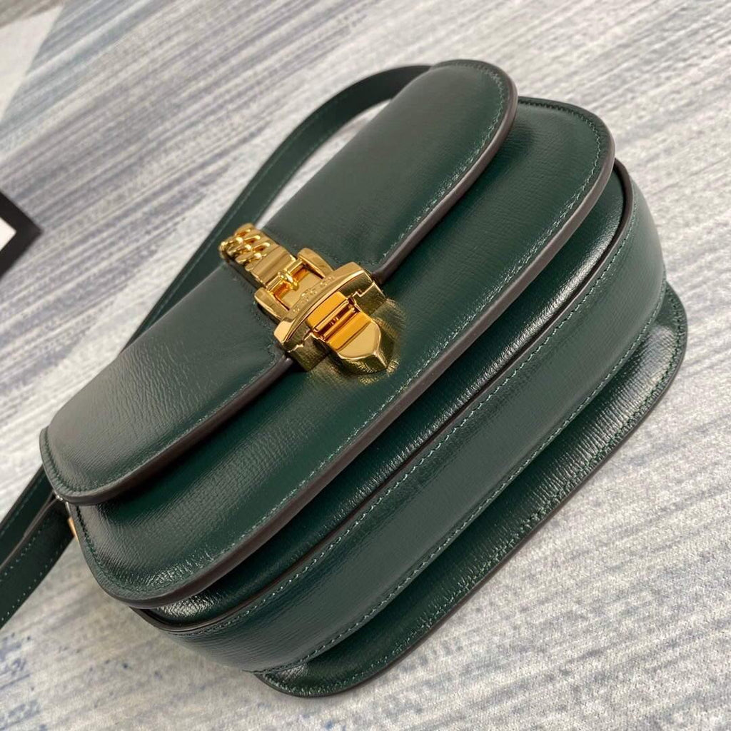 Gucci 615965 Sylvie 1969 Flap Mini Shoulder Bag Green - luxibagsmall