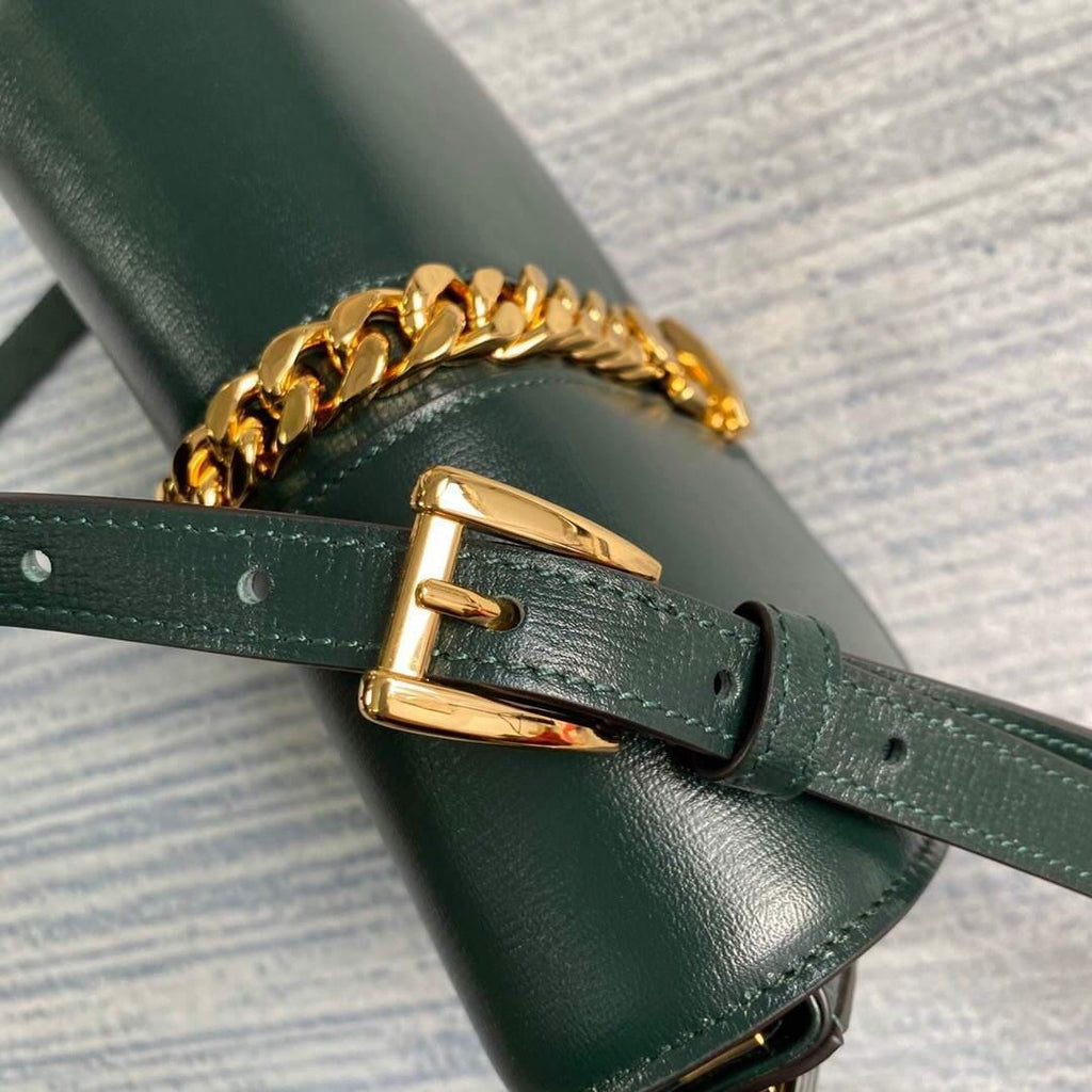 Gucci 615965 Sylvie 1969 Flap Mini Shoulder Bag Green - luxibagsmall