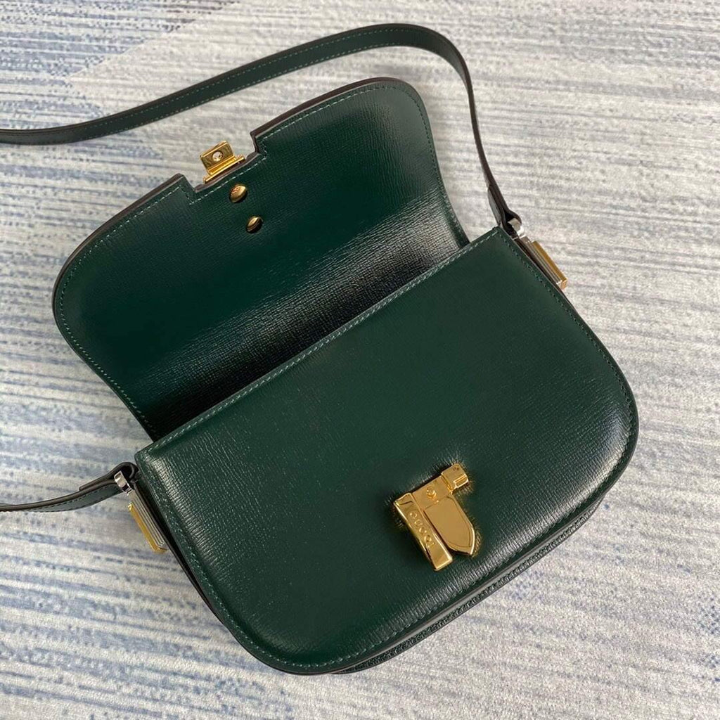 Gucci 615965 Sylvie 1969 Flap Mini Shoulder Bag Green - luxibagsmall