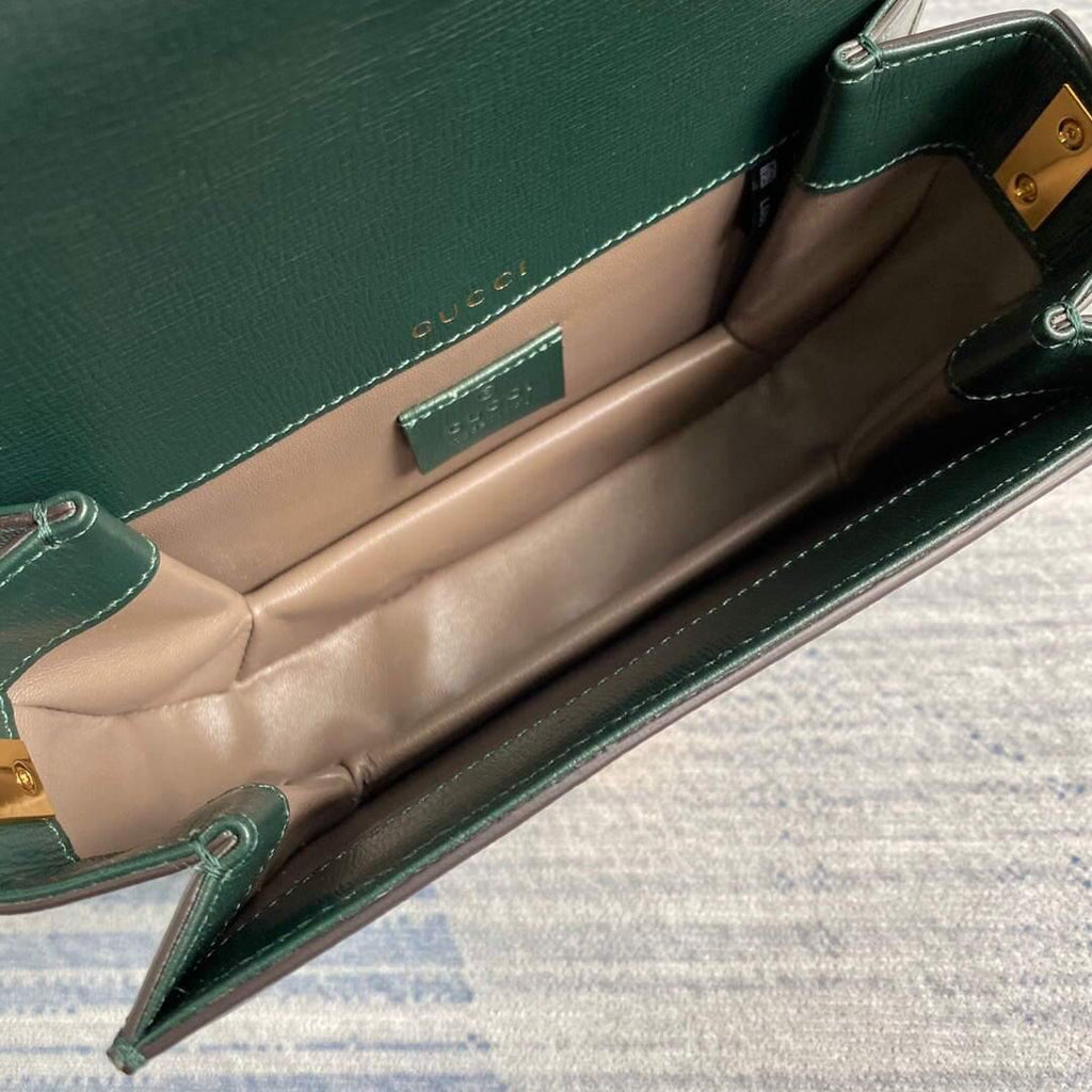 Gucci 615965 Sylvie 1969 Flap Mini Shoulder Bag Green - luxibagsmall