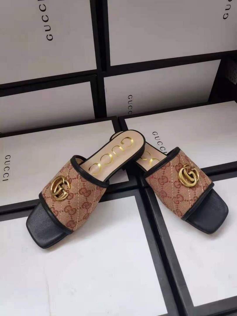 Gucci 619893 Women's GG Matelass¨¦ Canvas Slide Sandal Black - luxibagsmall