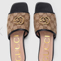 Gucci 619893 Women's slide sandal with Double G Beige and Black - 35 - View 1