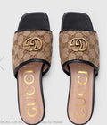 Gucci 619893 Women's slide sandal with Double G Beige and Black