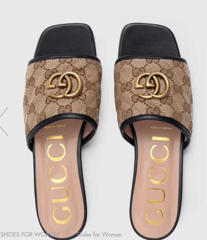 Gucci 619893 Women's slide sandal with Double G Beige and Black
