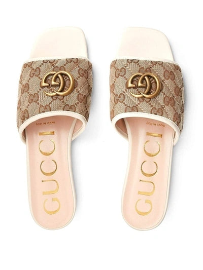 Gucci 619893 Women's slide sandal with Double G Beige and ebony - 35 - View 1