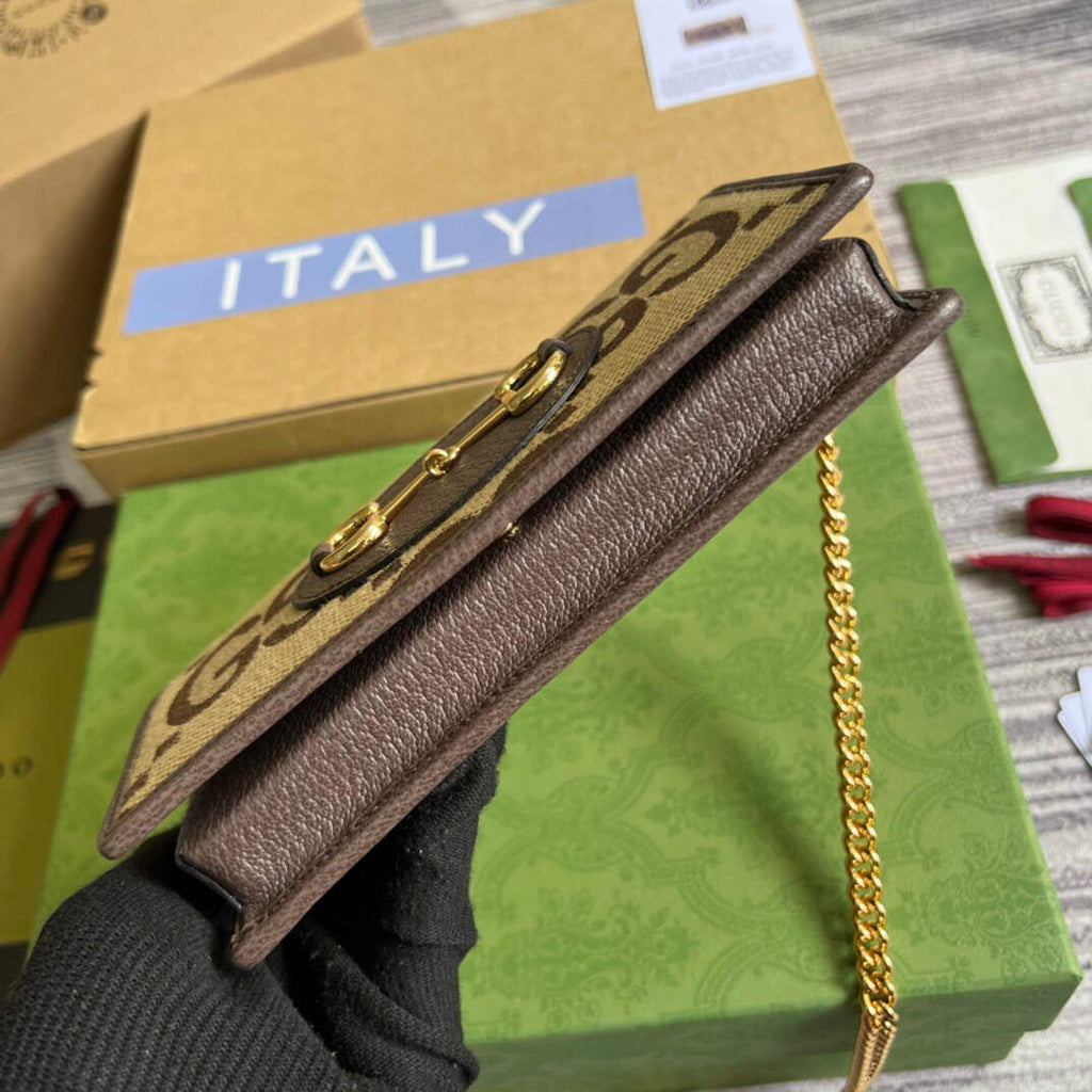 Gucci 621892 Gucci Horsebit 1955 Chain Wallet Brown