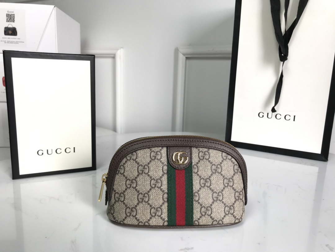 Gucci 625550 Ophidia GG medium cosmetic case Beige &ebony - Default Title - View 1